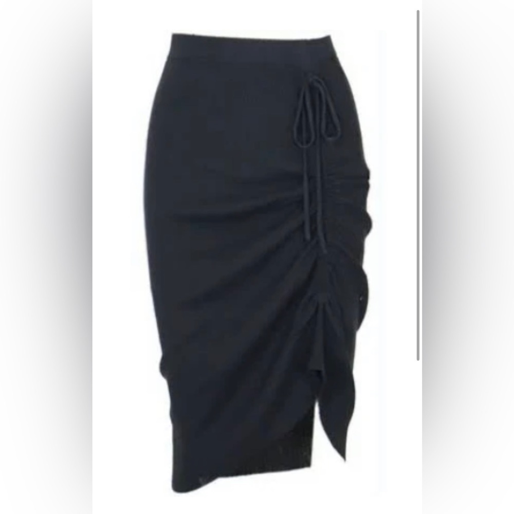 Luke gathered skirt black; perfect with white tee or dress up with blouse